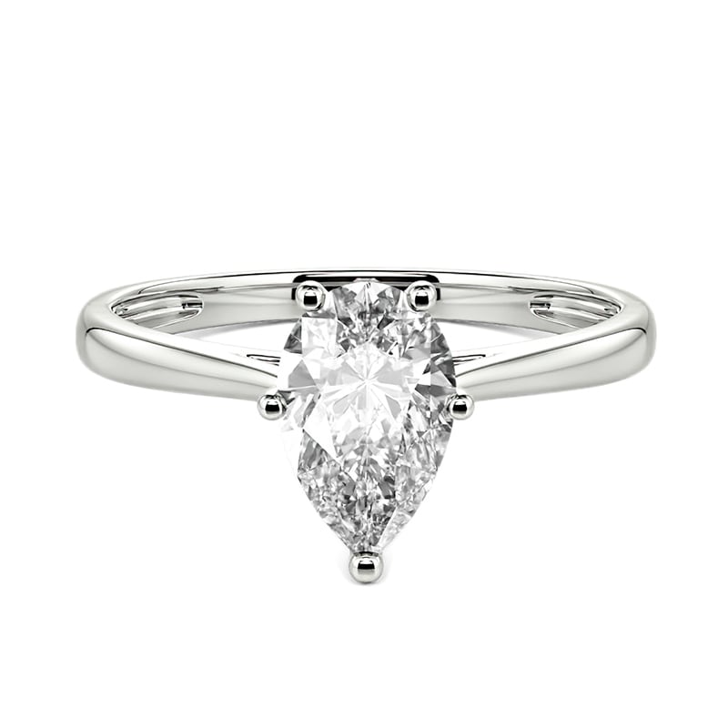 Pear Cut Solitaire Sterling Silver Engagement Ring