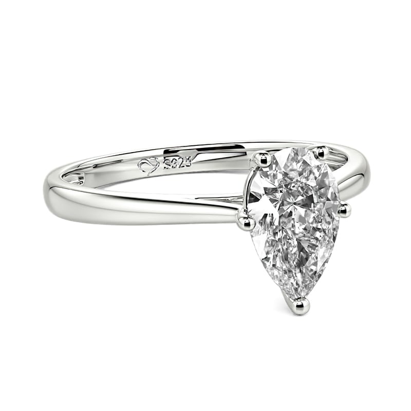 Juelvia Pear Cut Solitaire Sterling Silver Engagement Ring