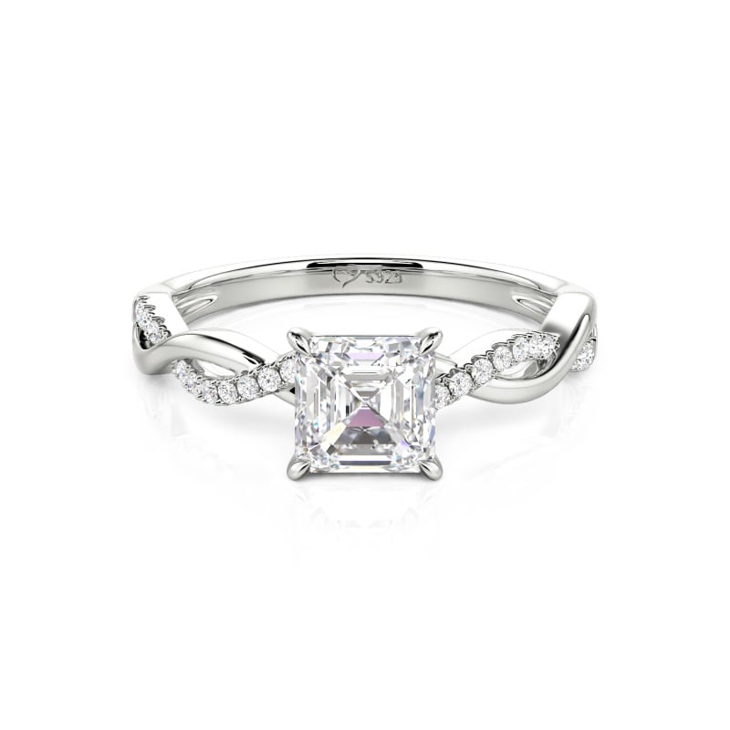 Cool Custom Asscher Engagement Ring Twist Design