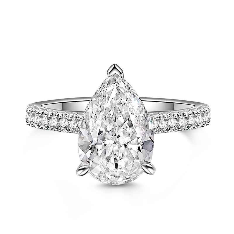 Pear Cut Sterling Silver Engagement Ring