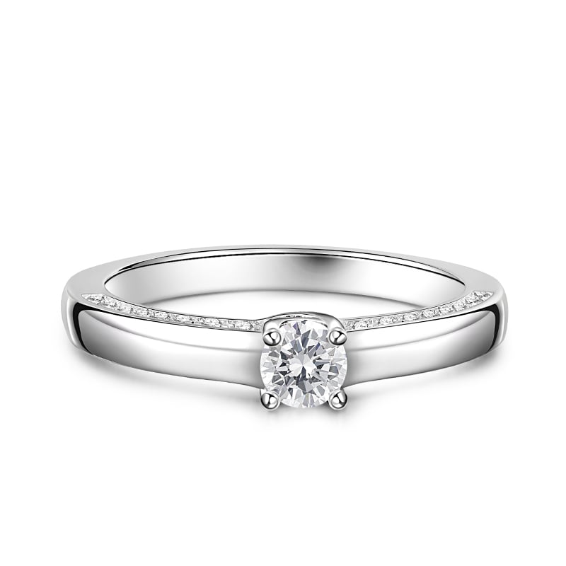 "Enamored Moment" Classic Round Cut Sterling Silver Ring