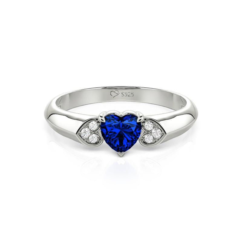 Heart Cut Sterling Silver Engagement Ring