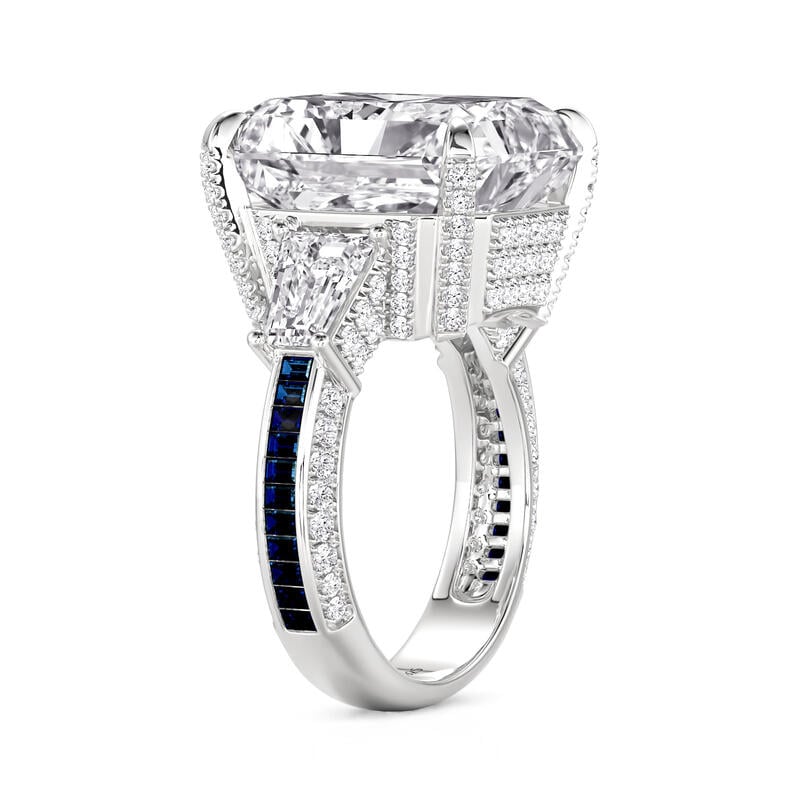 Luxury Three Stone Radiant Cut Engagement Ring