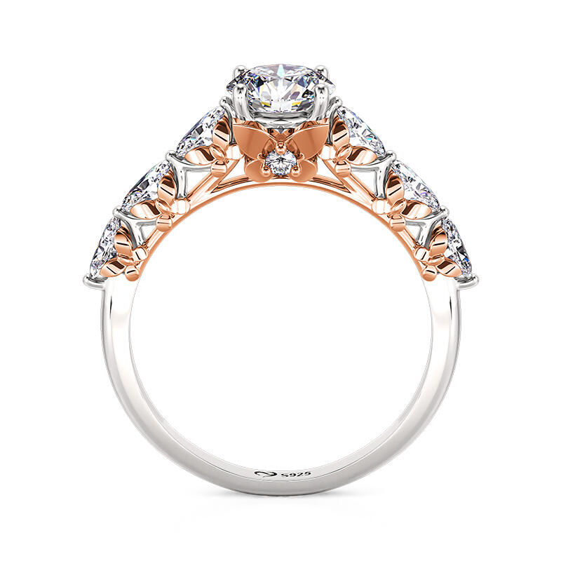 Two Tone Design Butterfly Engagement Ring