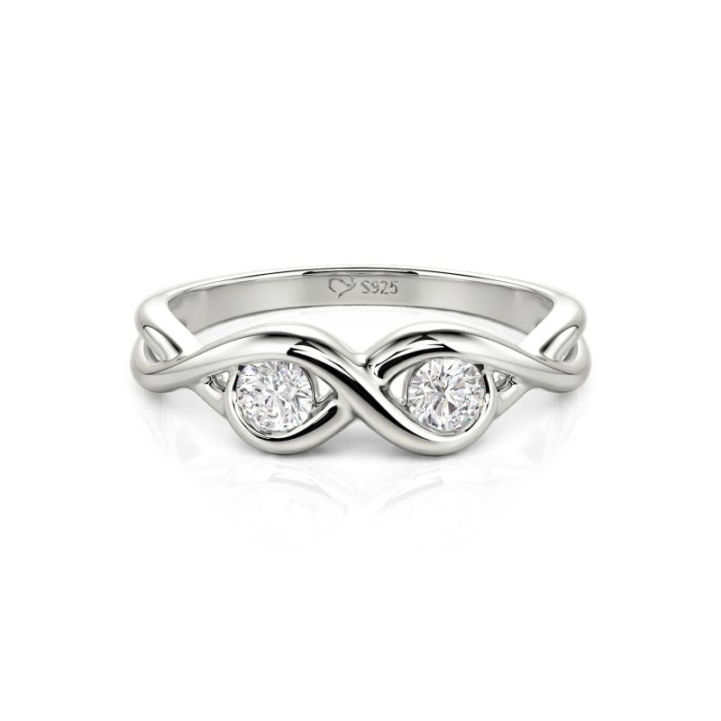 Custom Infinity Two Stone Promise Ring Sterling Silver