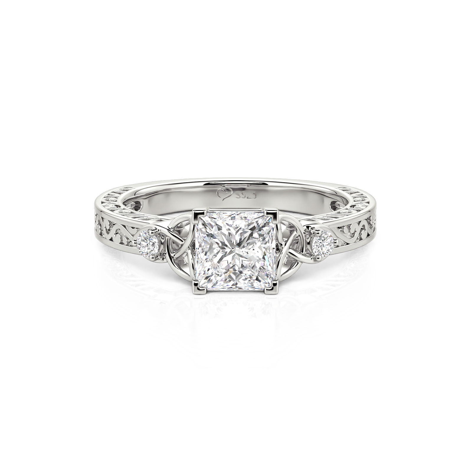 Custom Celtic Knot Princess Cut Engagement Ring