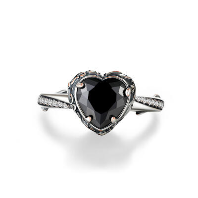 Juelvia Aged Finish Black Heart Twist Ring Sterling Silver
