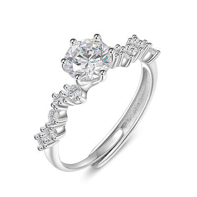 Juelvia Vintage Solitaire Promise Ring Sterling Silver