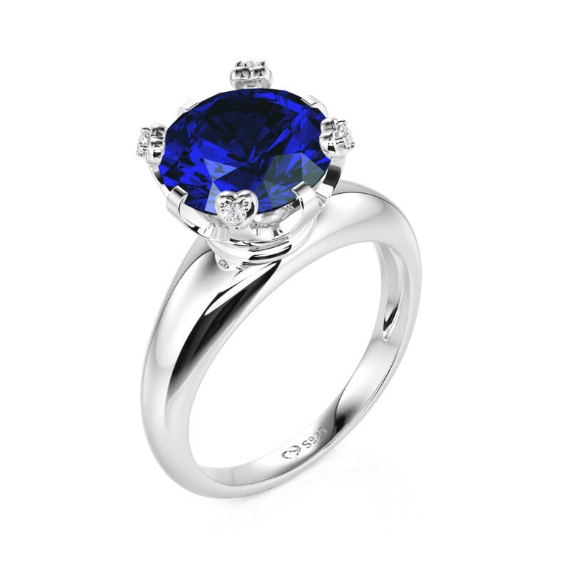 Crown Sapphire Solitaire Engagement Ring