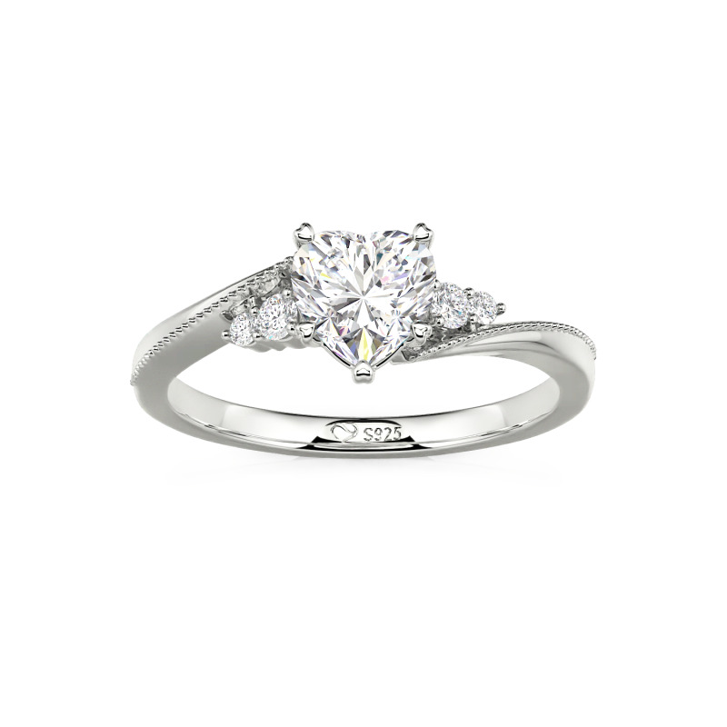 Juelvia Milgrain Custom Heart Promise Ring Bypass Design