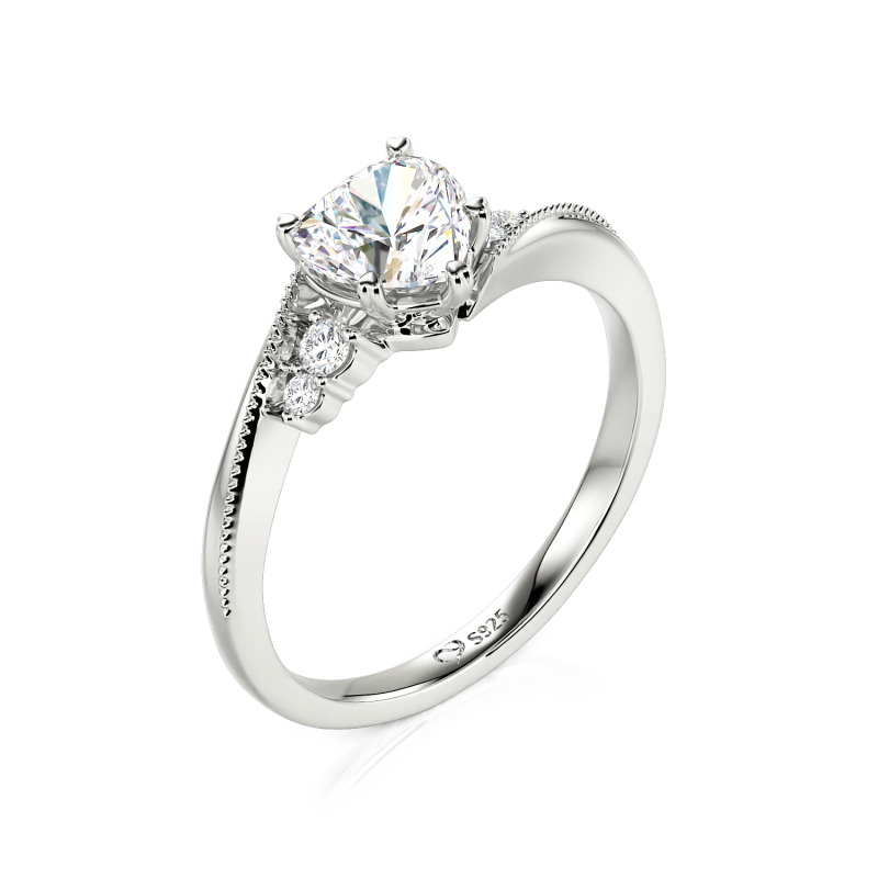 Juelvia Milgrain Custom Heart Promise Ring Bypass Design
