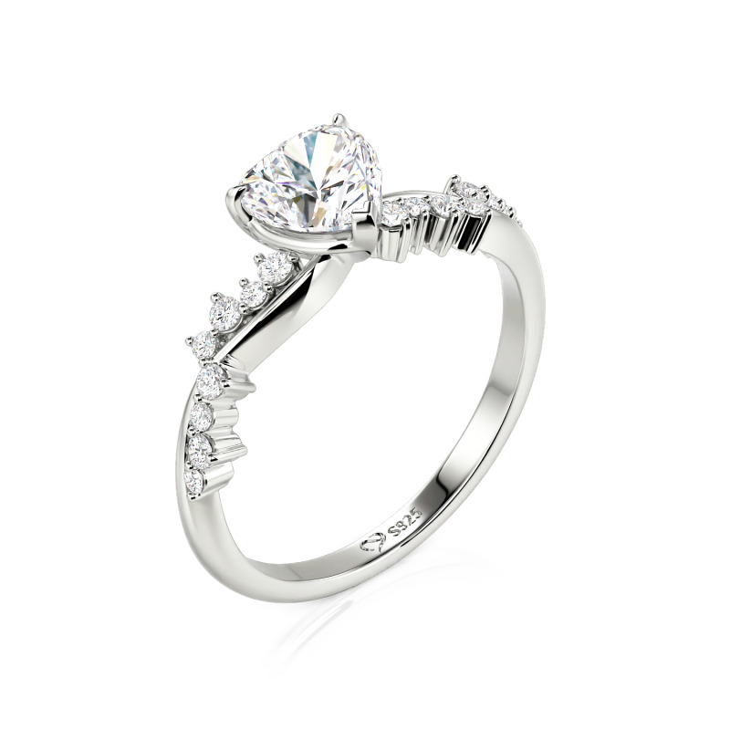 Juelvia Simple Twist Custom Heart Engagement Ring