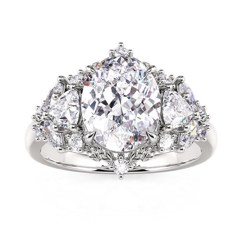 Butterfly Three Stone Engagement Ring Sterling Silver