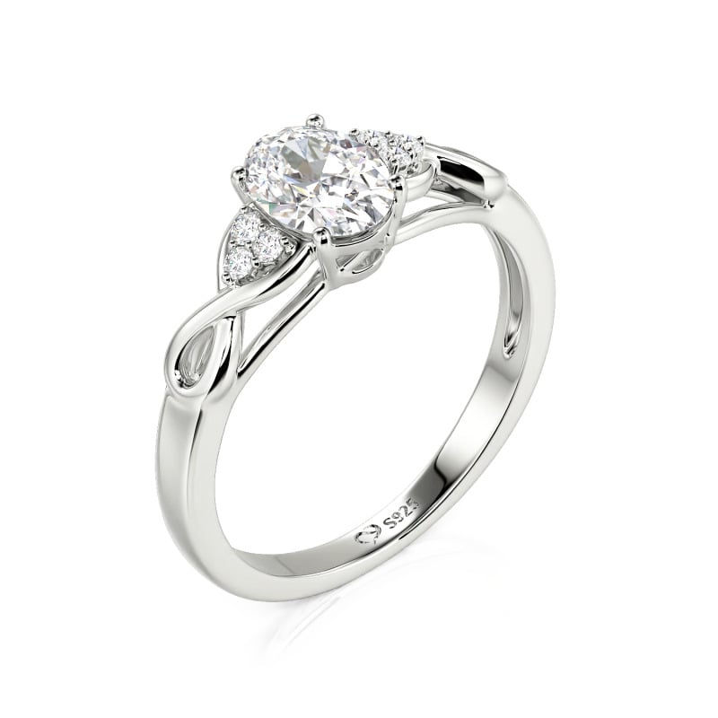 Juelvia Custom Infinity Oval Cut Engagement Ring Sterling Silver