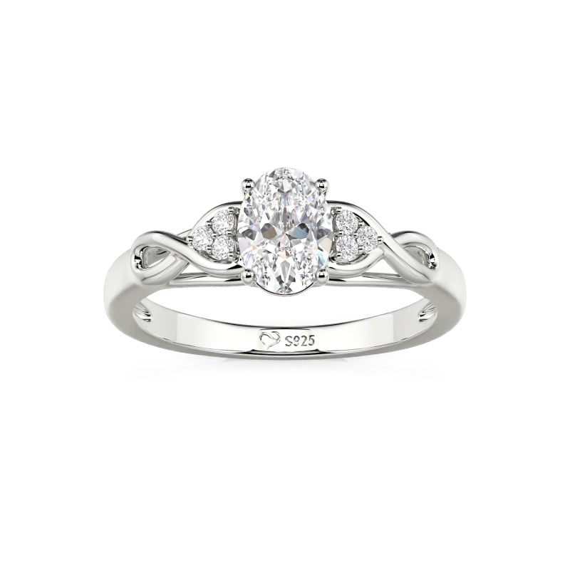 Juelvia Custom Infinity Oval Cut Engagement Ring Sterling Silver