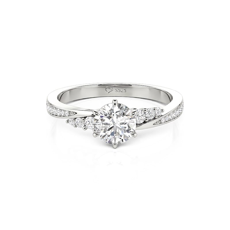 Simple Round Cut Promise Ring Twist Design Sterling Silver