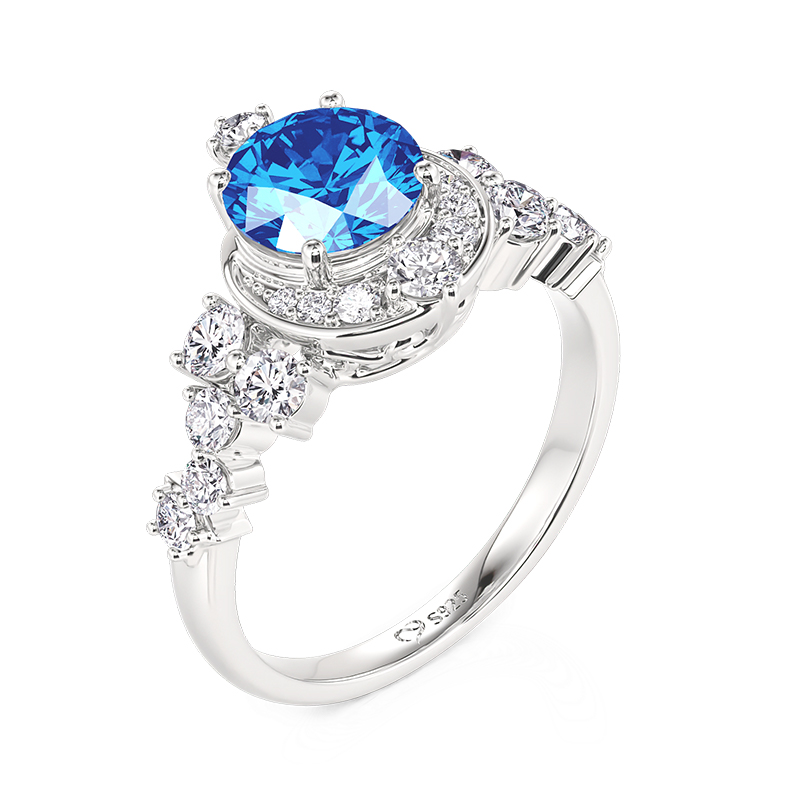 Juelvia Classic Star and Moon Sapphire Engagement Ring