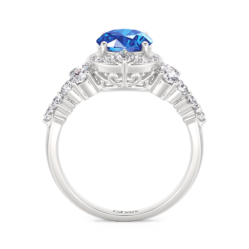 Juelvia Classic Star and Moon Sapphire Engagement Ring