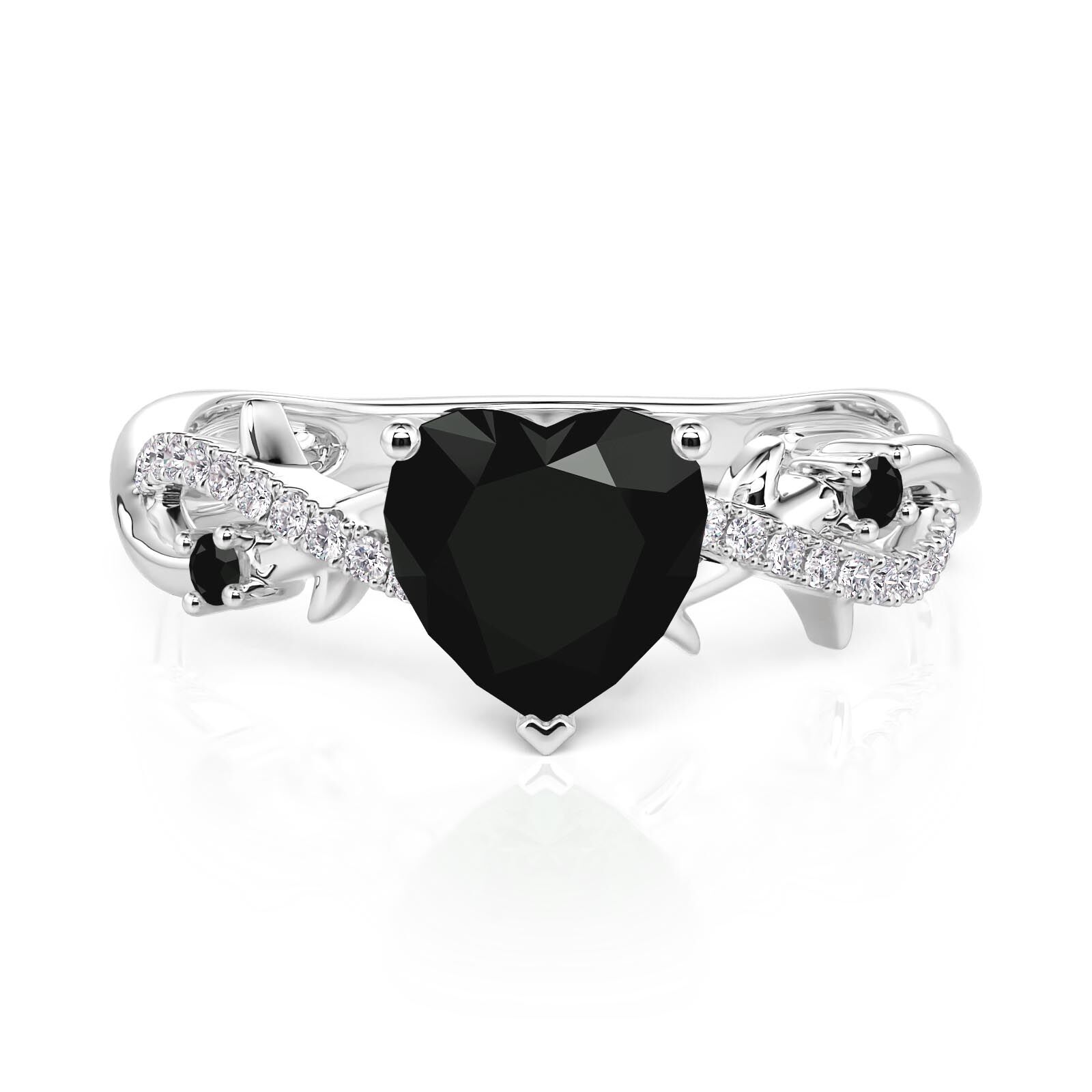 Midnight Heart Promise Ring Sterling Silver