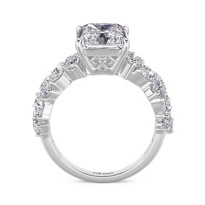 Juelvia Double Row Cluster Radiant Cut Engagement Ring