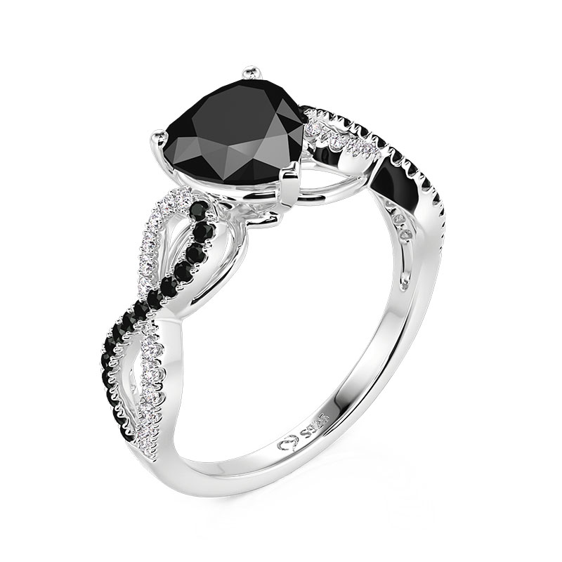 Juelvia Classic Infinity Black Heart Promise Ring