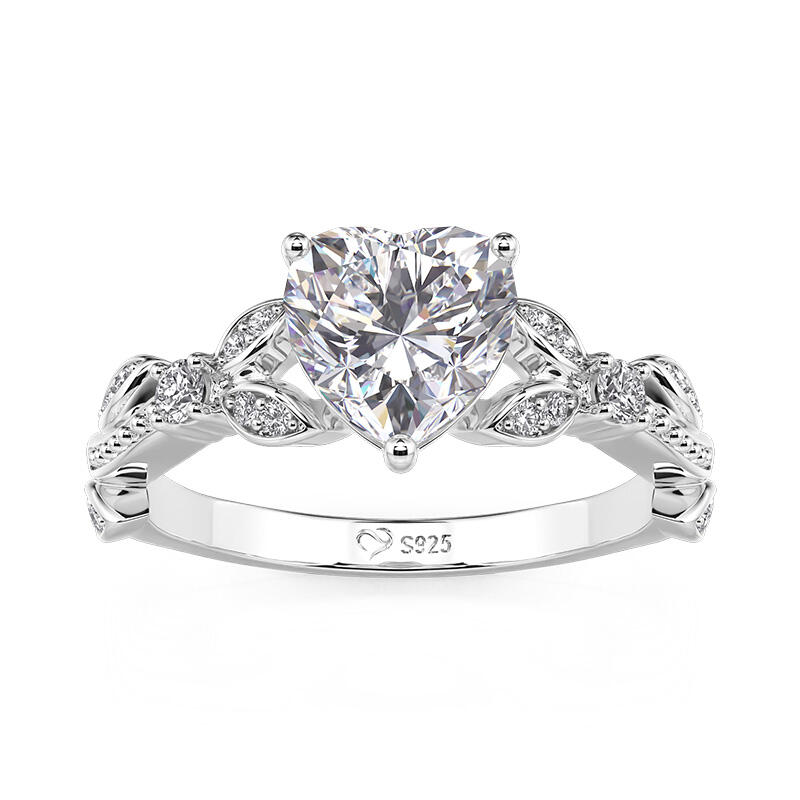 Fine Vine Heart Engagement Ring Sterling Sliver