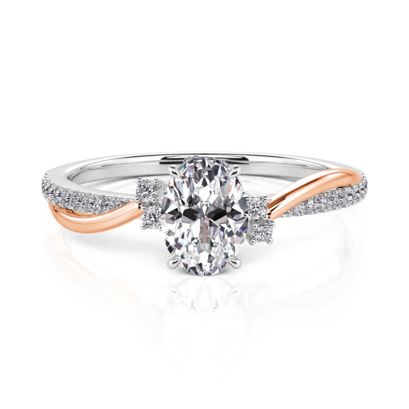 Amore Twist Two Tone Oval Cut Engagement Ring