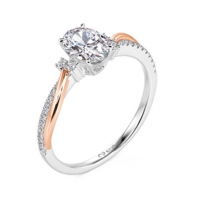 Juelvia Amore Twist Two Tone Oval Cut Engagement Ring