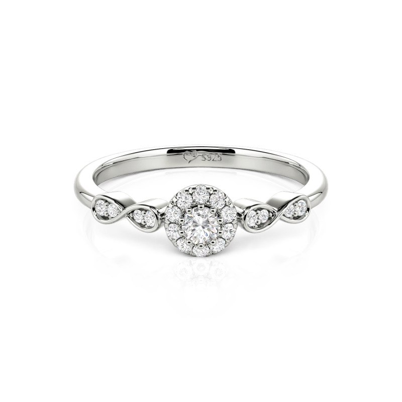 Simple Custom Round Wedding Ring with Pave Setting
