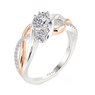 Juelvia Amore Two Tone Three Stone Engagement Ring
