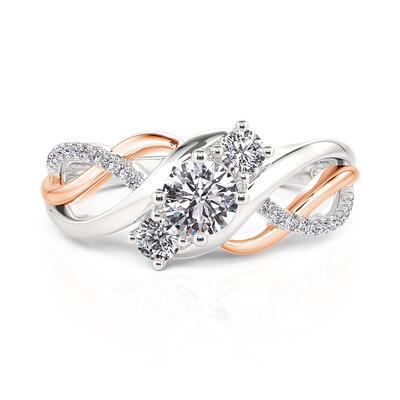 Juelvia Amore Two Tone Three Stone Engagement Ring