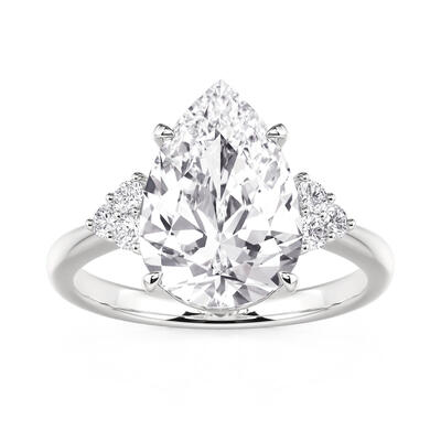 Juelvia Pear Three Stone Engagement Ring Sterling Silver