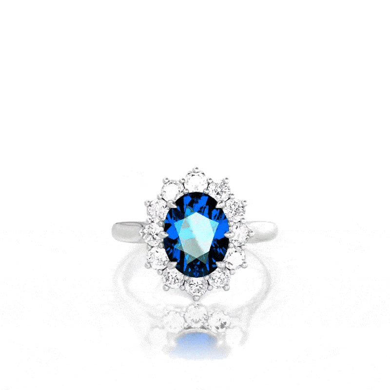 Vintage Halo Dual Wear Oval Sapphire Cocktail Ring