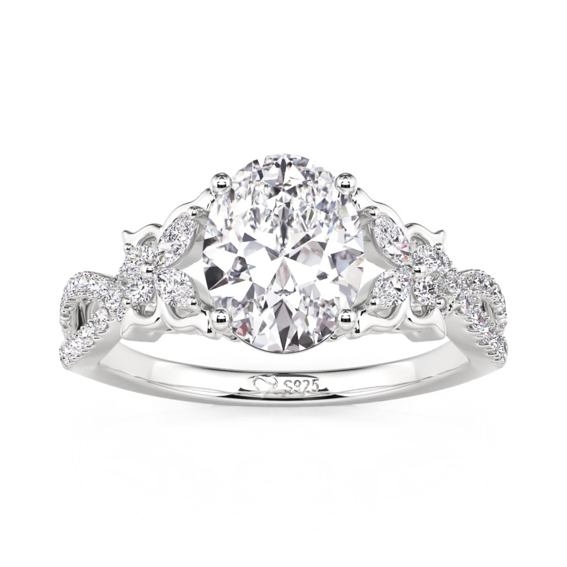 Butterfly Inspired Twisted Oval Engagement Ring