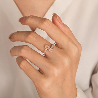 Juelvia Two Tone Rose Ring Sterling Silver