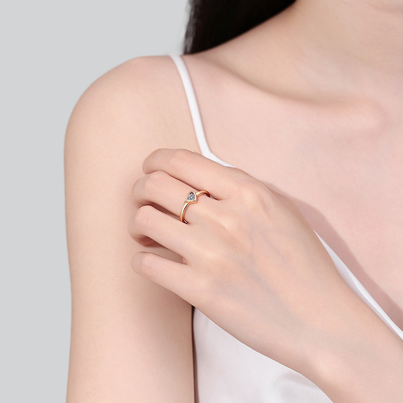 Juelvia Solitaire Heart Promise Ring Sterling Silver