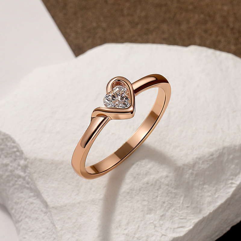 Juelvia Solitaire Heart Promise Ring Sterling Silver