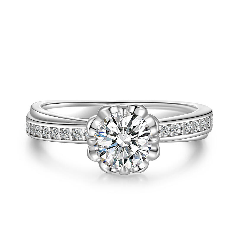 Twist Flower Promise Ring Sterling Silver