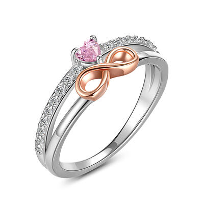 Juelvia Two Tone Infinite Love Heart Ring Sterling Silver
