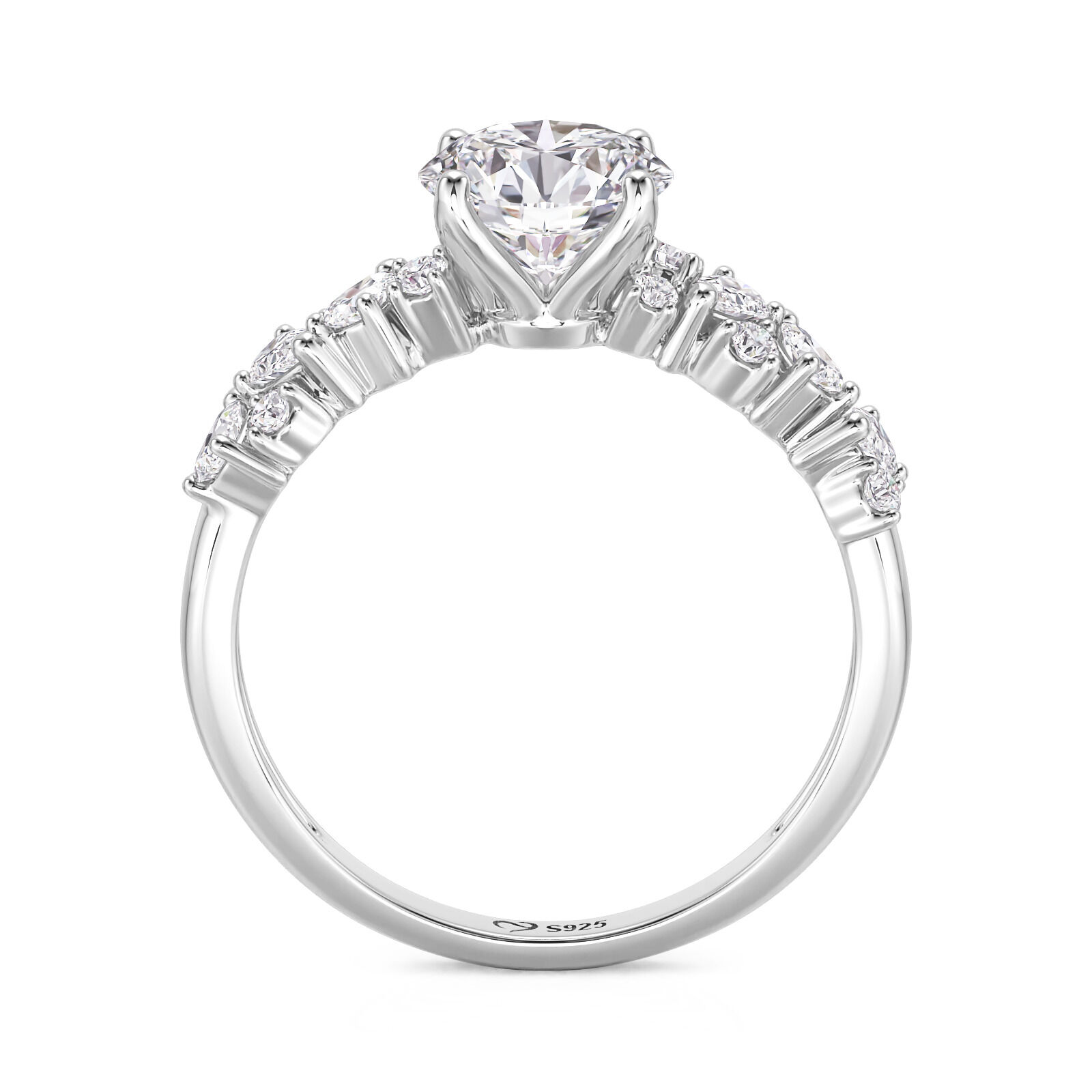 Juelvia Olivetta Classic Round Engagement Ring Sterling Silver