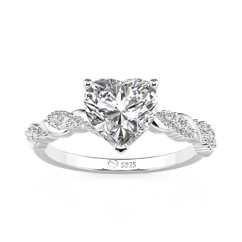 Classic Twisted Beaded Heart Engagement Ring