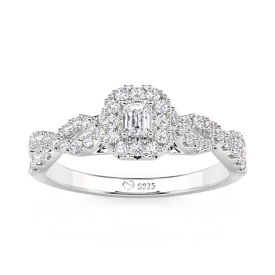 Classic Twist Radiant Cut Halo Engagement Ring