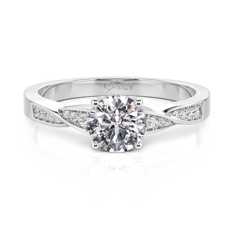 Classic Twist Round Cut Engagement Ring Sterling Silver