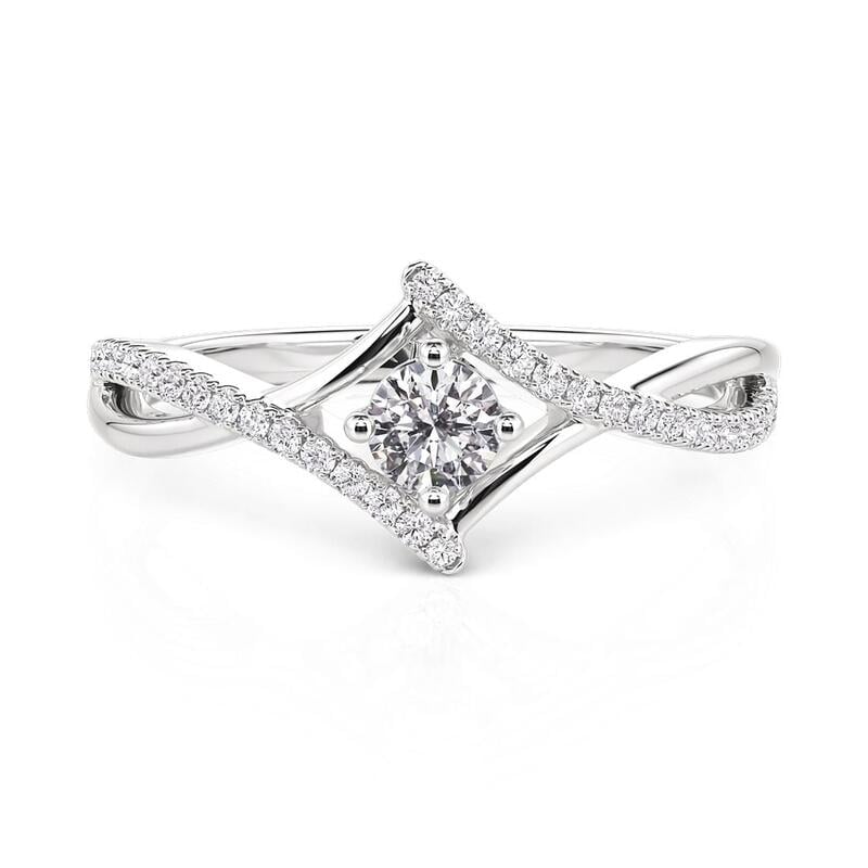 Classic Simple Bypass Round Cut Engagement Ring