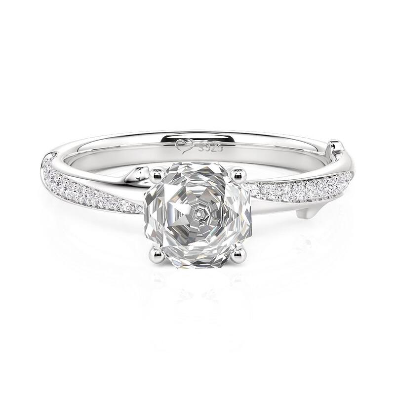 Twist Petal Rose Cut Pavé Engagement Ring