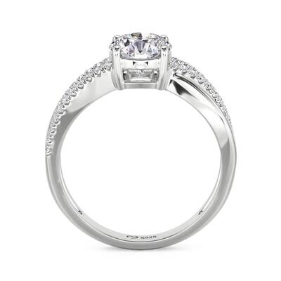 Juelvia Double Twist Round Cut Engagement Ring Sterling Silver