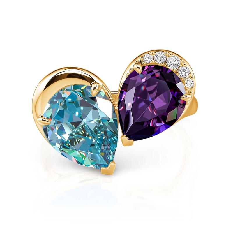 Elegance Double Pear Toi et Moi Cocktail Ring