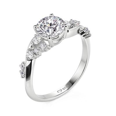 Juelvia Olivetta Twist Round Cut Engagement Ring Sterling Silver