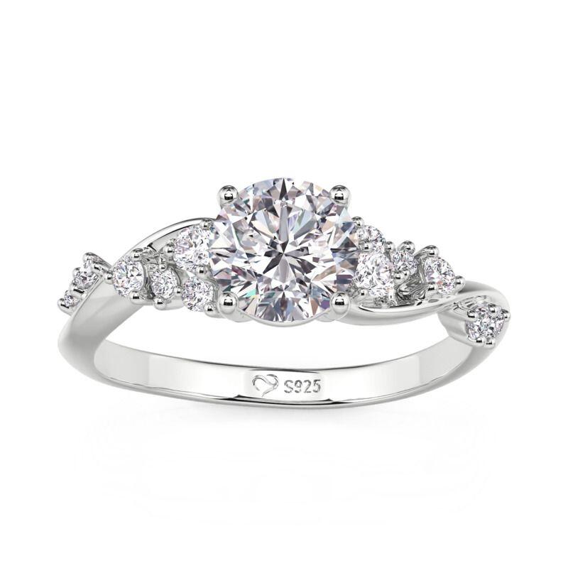 Olivetta Twist Round Cut Engagement Ring Sterling Silver