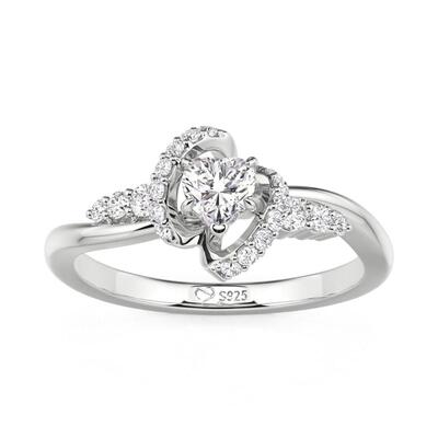 Juelvia 3D Infinity Heart Promise Ring Sterling Silver